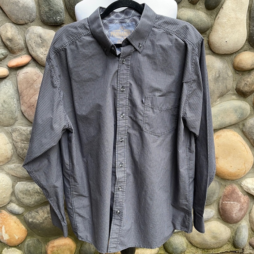 Panhandle Men’s Black & Gray Checked Dress Shirt